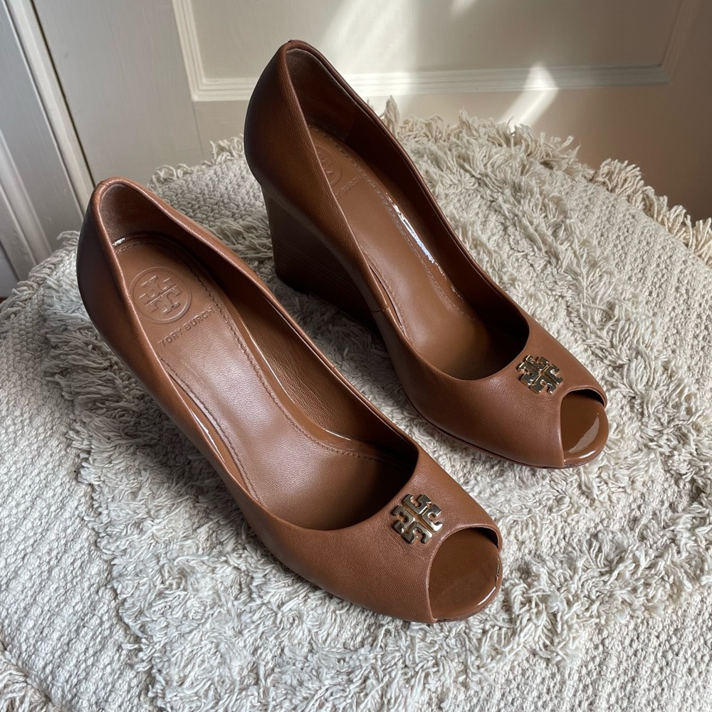 Tory Burch Jolie Peep-toe Wedge Pumps